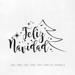 Feliz Navidad SVG, Feliz Natal SVG, Feliz Navidad Dizendo Svg, Clip Art de Natal, Arquivos de Corte de Natal, Cricut, Arquivo de Corte de Silhueta