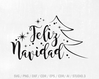 Feliz Navidad SVG、Merry Christmas SVG、Feliz Navidad Saying SVG、クリスマス クリップ アート、クリスマス カット ファイル、Cricut、シルエット カット ファイル