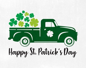St Patrick's Truck svg,Feliz Día de San Patricio SVG,Archivo de corte Shamrock svg,Clipart irlandés del Día de San Patricio, hierro de vinilo de archivo cortado en transferencia
