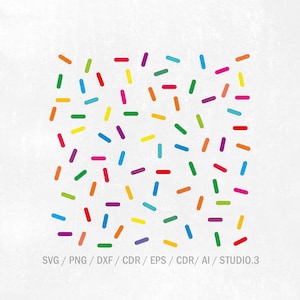 May include: A white background with a scattered pattern of colorful lines. The lines are in various shades of red, orange, yellow, green, blue, purple, and pink.