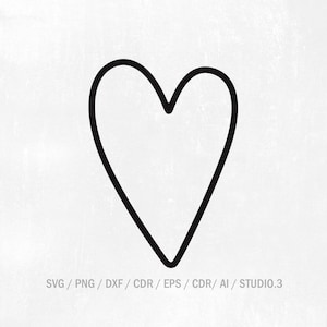 Heart Outline Svg, Hand Drawn Heart svg Heart Svg, Valentine&#39;s Day Heart Svg, Love Svg, Heart Cut File, Basic Heart Cut File