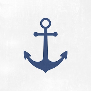 May include: A blue anchor silhouette on a white background.