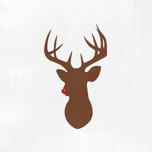 Reindeer Svg, Christmas Reindeer Svg, Rudolph Svg, Deer Head Svg, Deer Svg, Svg Files, Cricut, Silhouette Cut Files.