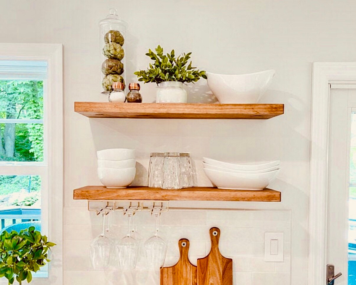 Floating shelves on sale for dishes