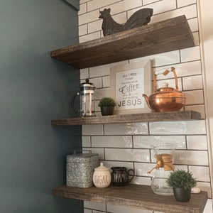 Dark Walnut Color Floating Shelf - Rustic Reclaimed Barn Wood Floating Shelves - Choose your color length and width - Hardware Included!