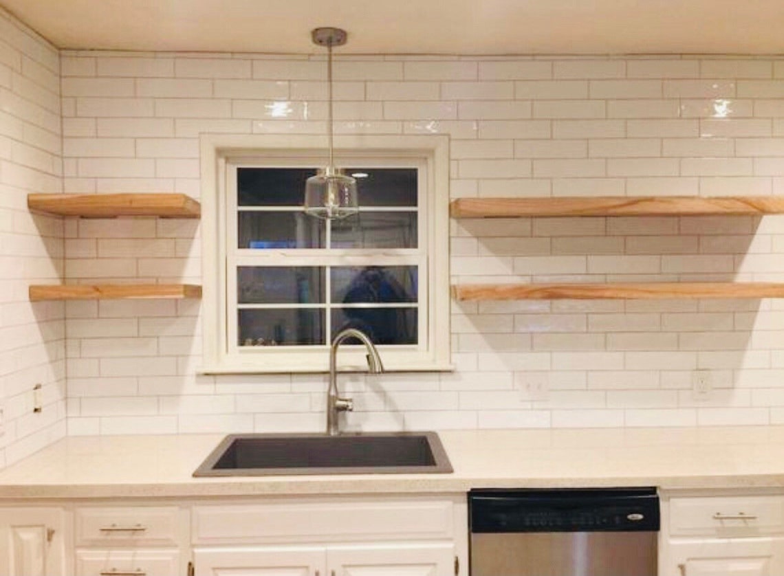 Farmhouse Wood Floating Shelves Customize Sizes and Color Etsy