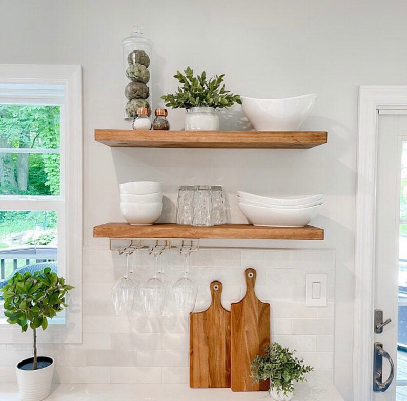 Lshaped Floating Shelves Corner SOLID Wood Customize Color Etsy