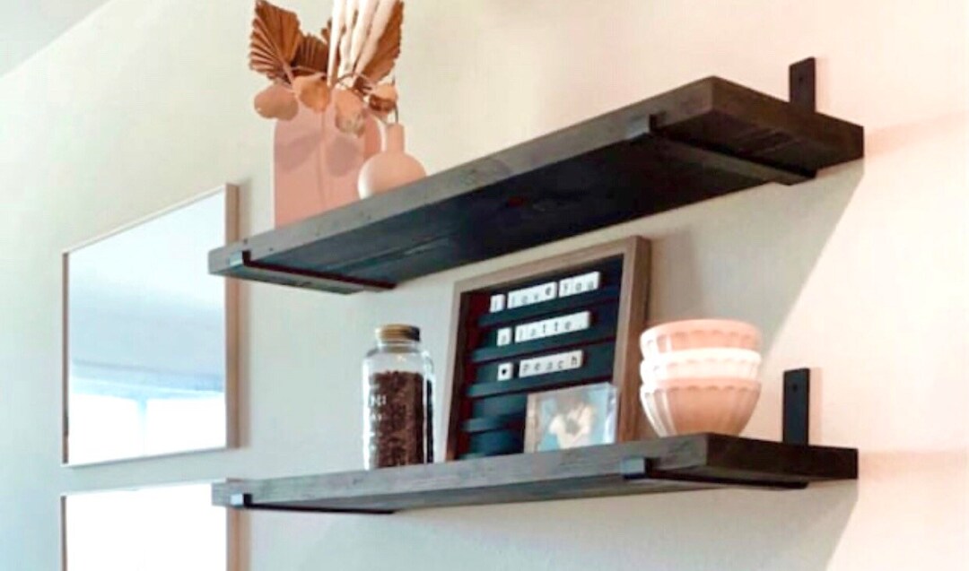 Espresso Floating Shelves Custom Sizing and Colors Kitchen Etsy