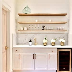 Floating Shelves for Kitchens with Metal Bracket | Corner L-Shaped Farmhouse Rustic Floating Shelves | Floating Bookshelf Bathroom Shelf