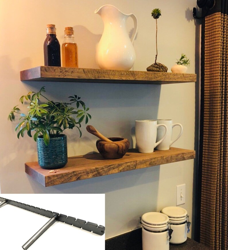 Walnut Wood Color Floating Shelf Rustic Reclaimed Barn Wood Etsy