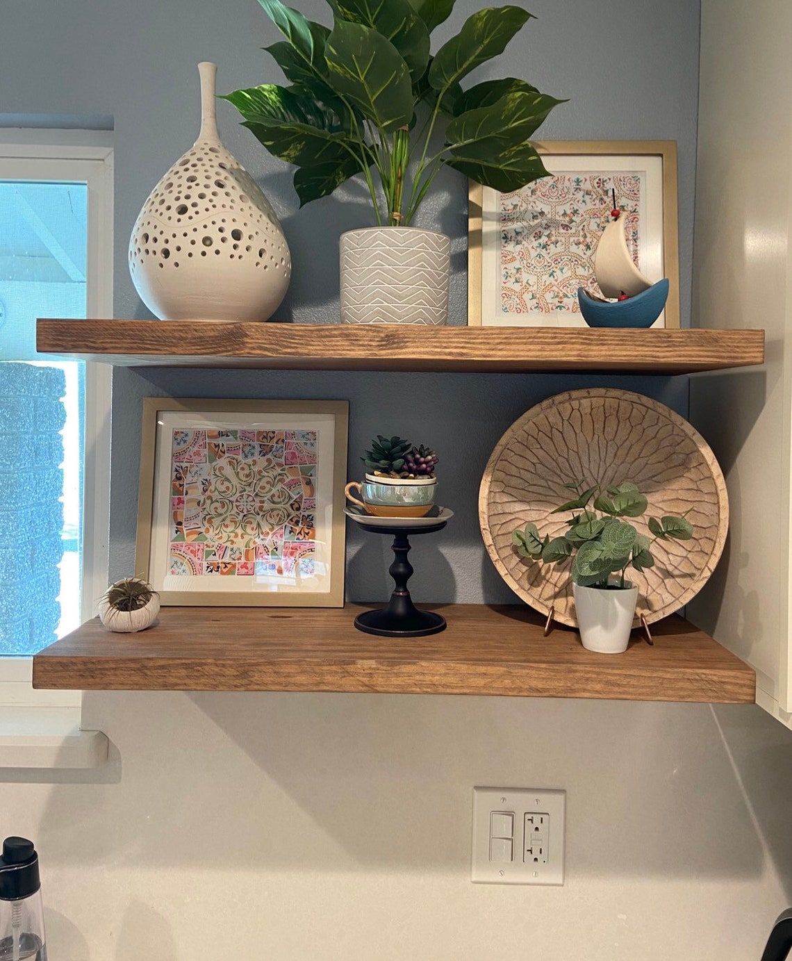 Lshaped Floating Shelves Corner SOLID Wood Customize Color Etsy