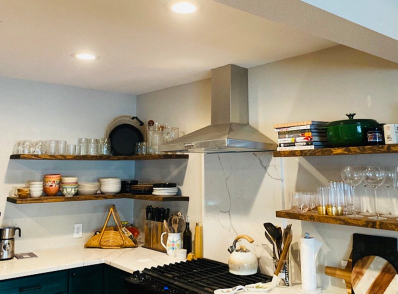 FLOATING Kitchen Floating Shelves Corner Shelves Lshape Heavy Etsy