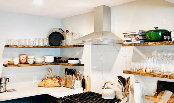 Countertop Corner Cupboard | Rustic Cream | Farmhouse Kitchen Decor