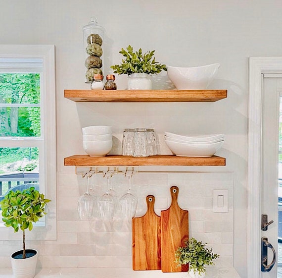 DIY Rustic Wood Floating Shelves