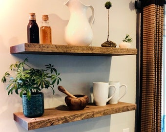 Black Walnut Floating Shelves - Solid Wood