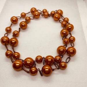 Chunky Autumn Orange Bead Necklace Copper Burnt Orange Necklace Graduating Beads