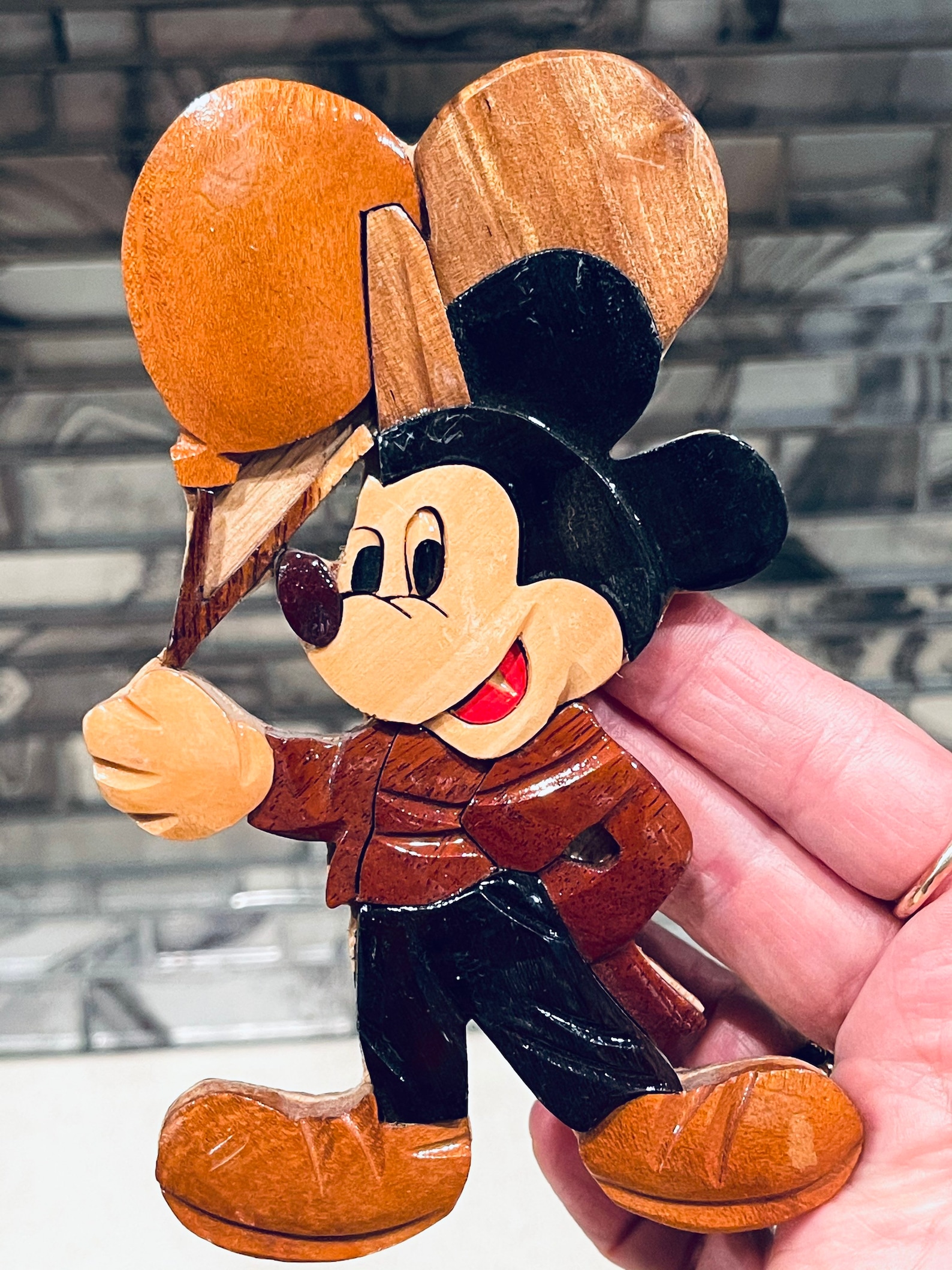 Mickey Mouse Wood Wall Decor Wood Intarsia Marquetry Hand Made Etsy