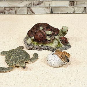 Turtle Figurines Sea Decor Marine Life Set Of 3 Resin Plastic Rubber