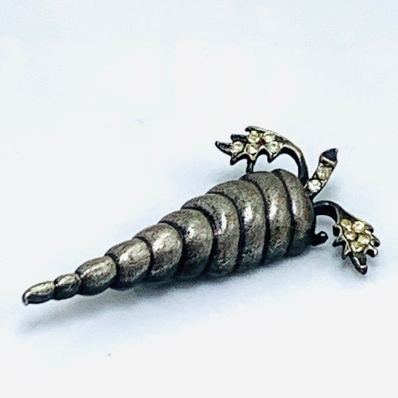 Solid Pewter Cornucopia Brooch Rhinestone Brooch … - image 8