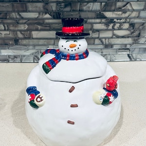 Weihnachtliche Schneemann Keksdose Keramik in Original Box