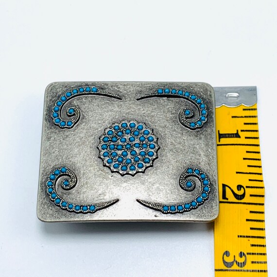 Silver Faux Turquoise Belt Buckle South Western S… - image 5