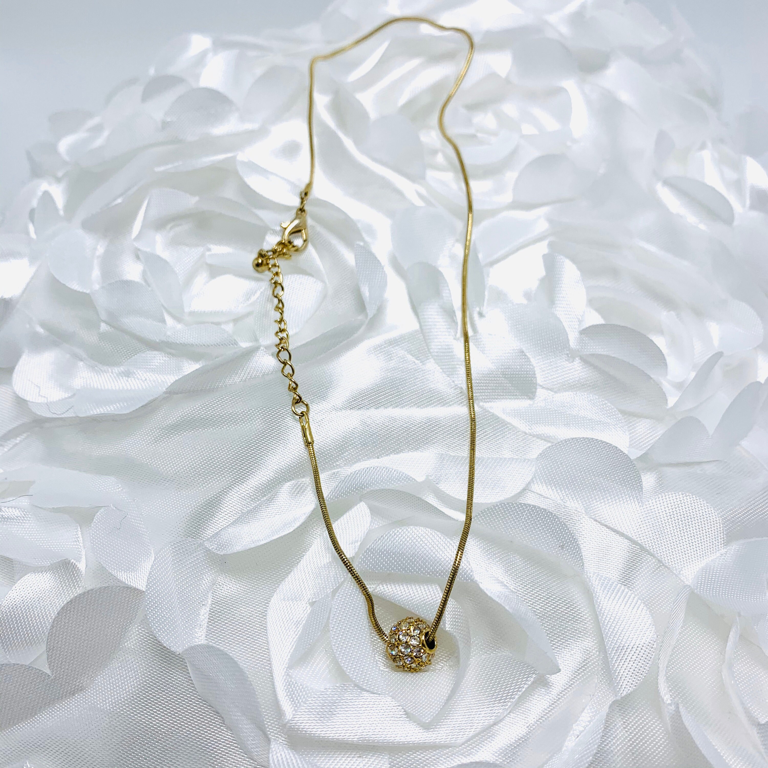最高 Crystal Etsy - Necklace Tone Gold Charm Necklace Ball アクセサリー