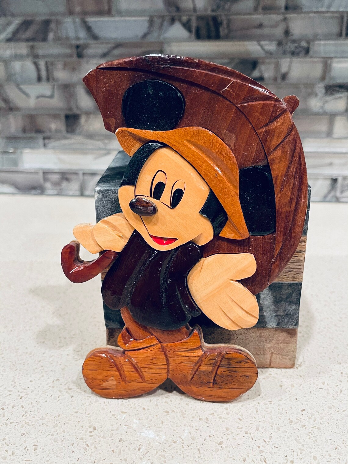 Mickey Mouse Wood Wall Decor Wood Intarsia Marquetry Hand Made Etsy