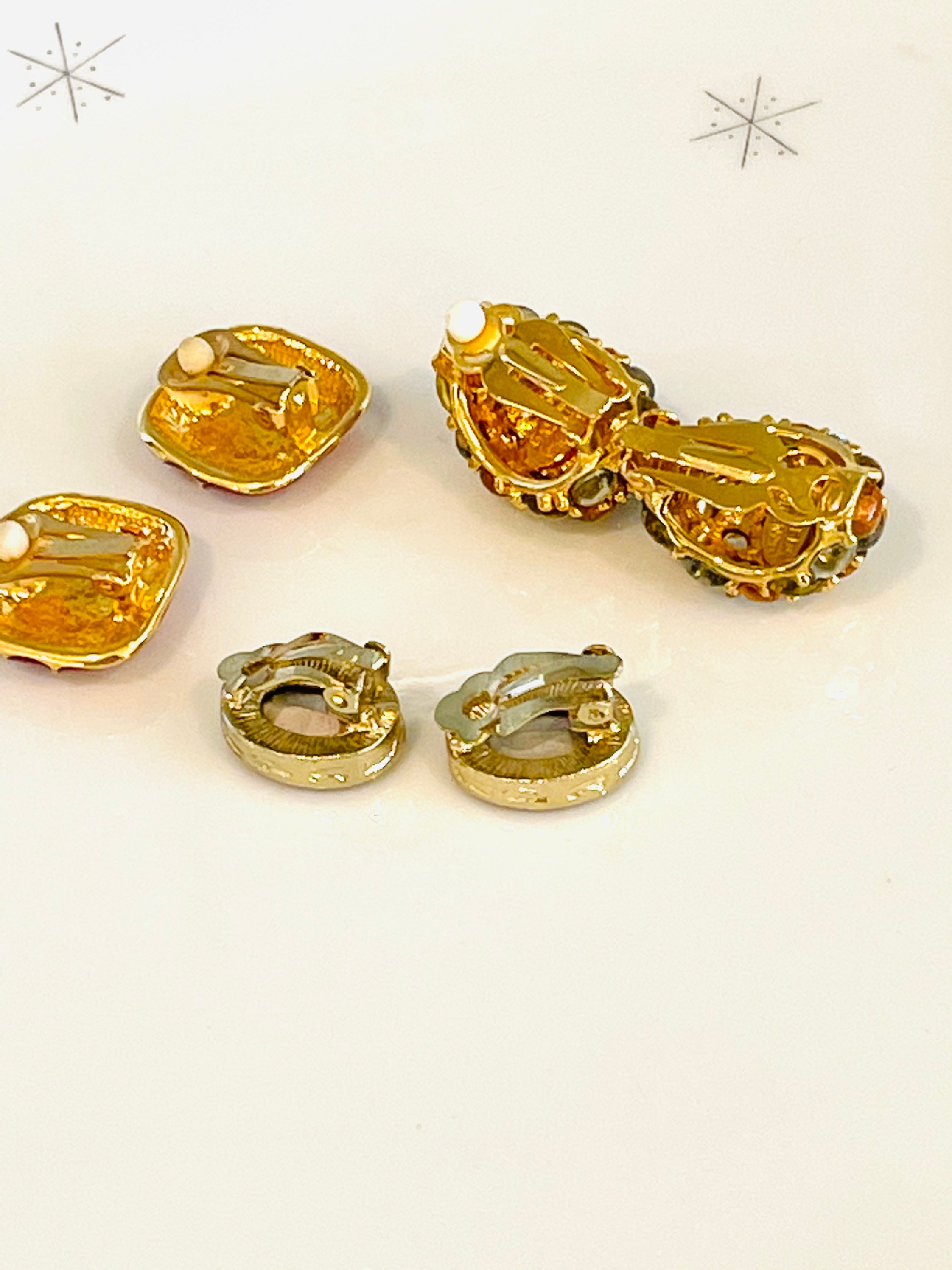 ◆VINTAGE HOLLYWOOD◆ Color Clip Earrings VH239OEA006B Vintage Earrings Oscar de la Renta Clip Earrings Antique
