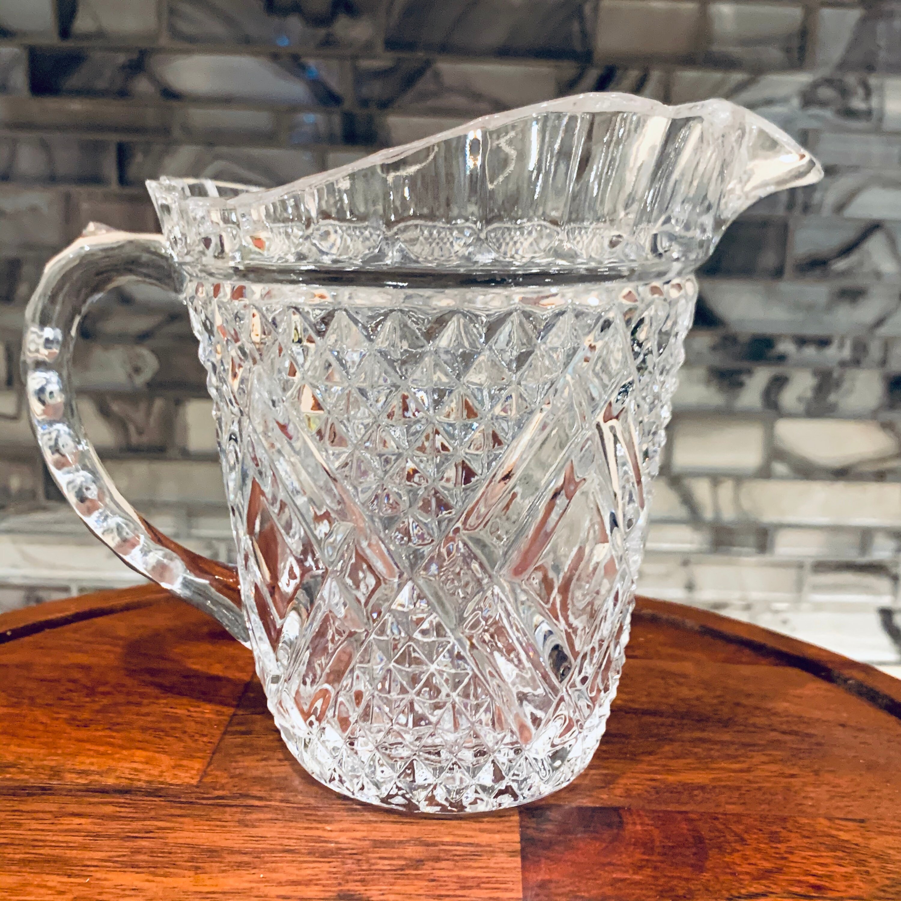 Crystal Tea Creamer Set FTD Milk Pitcher Anchor Hocking Etsy