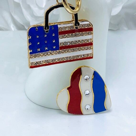 Patriotic Flag Jewelry Keychain Bracelet And Pin … - image 6