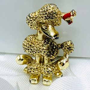 Vintage Poodle Brooch Gold Tone French Poodle Brooch