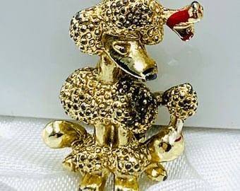 Vintage Poodle Brooch Gold Tone French Poodle Brooch