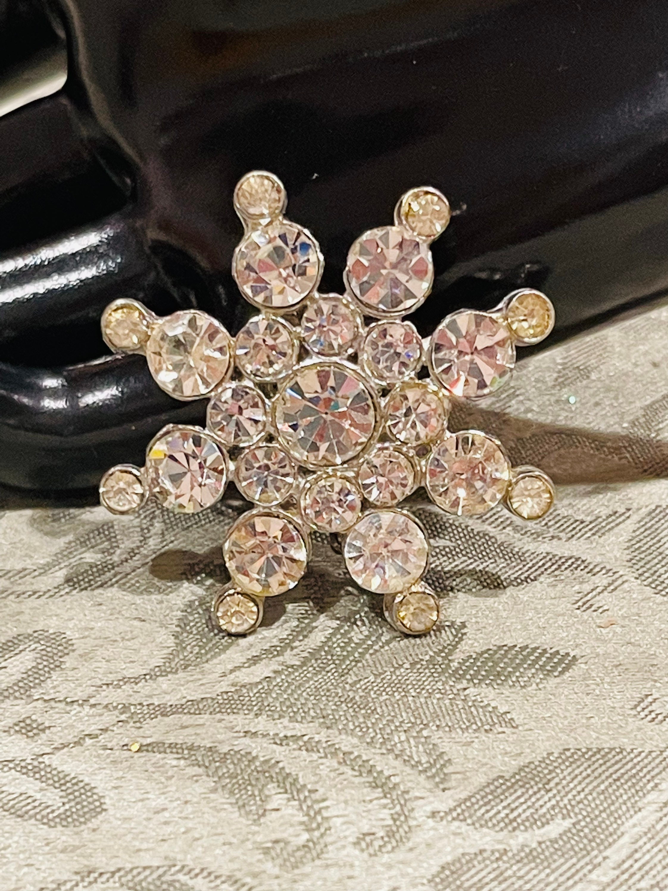 Broche étoile De Neige Strass Argenté AB - Vintage Scintillant - Occasion Fête