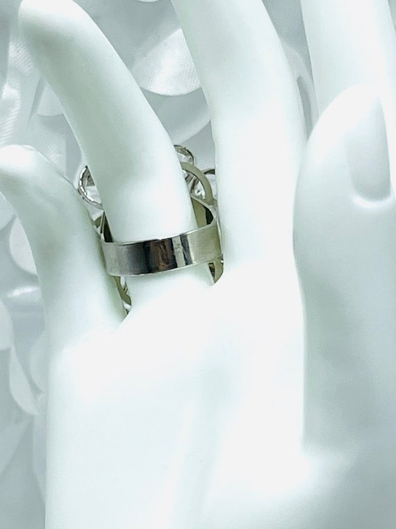 Flower Clear Acrylic Statement Ring Silver Tone R… - image 6