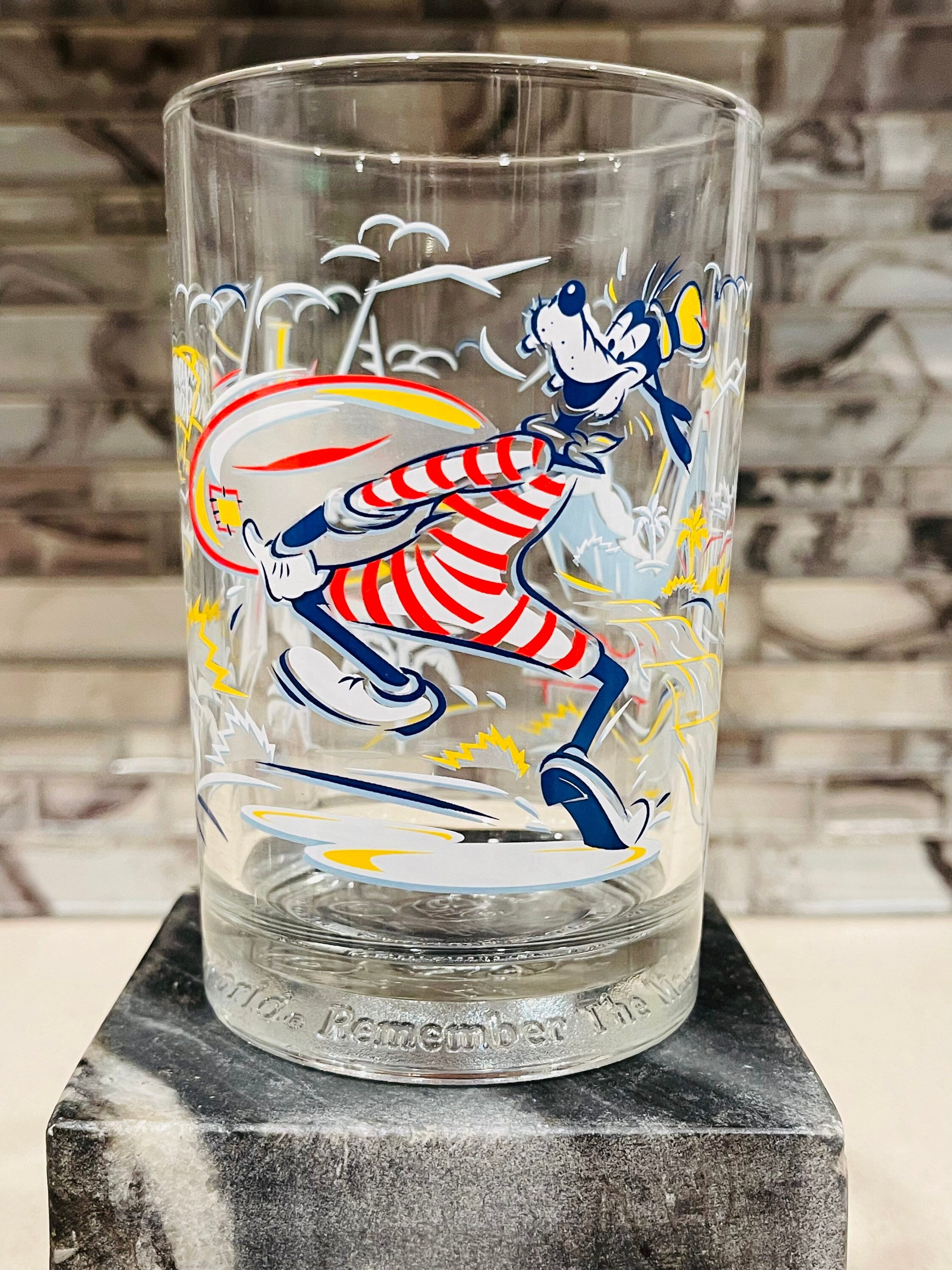 Vintage Disney: Set of 4 Mcdonalds Walt Disney World 25th Anniversary  Glasses, Mickey, Donald Duck, Goofy, Beauty and the Beast 1996, 1990s 