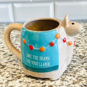 Llama Coffee Mug Save The Drama For Your Llama Cup 3 D Ceramic Sheffield Home Hand Wash Only Not Dishwasher Or Microwave Safe