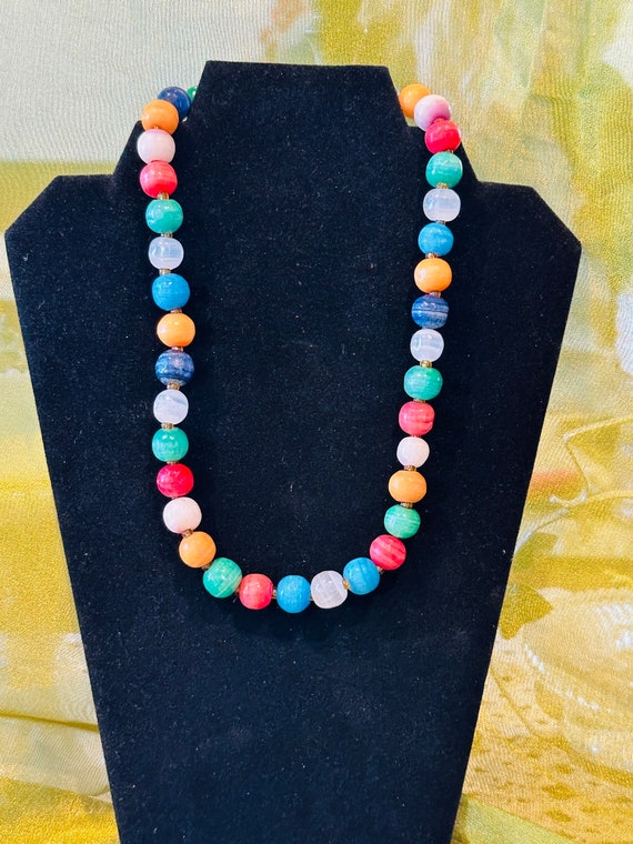 Mixed Stone Chunky Necklace Multicolored Beads