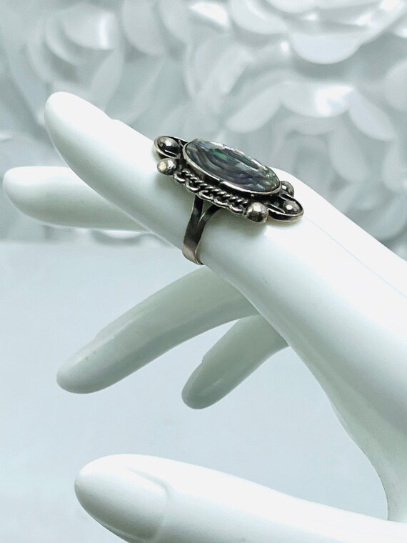 Abalone Shell Silver Ring Size 4 Sterling Silver … - image 3
