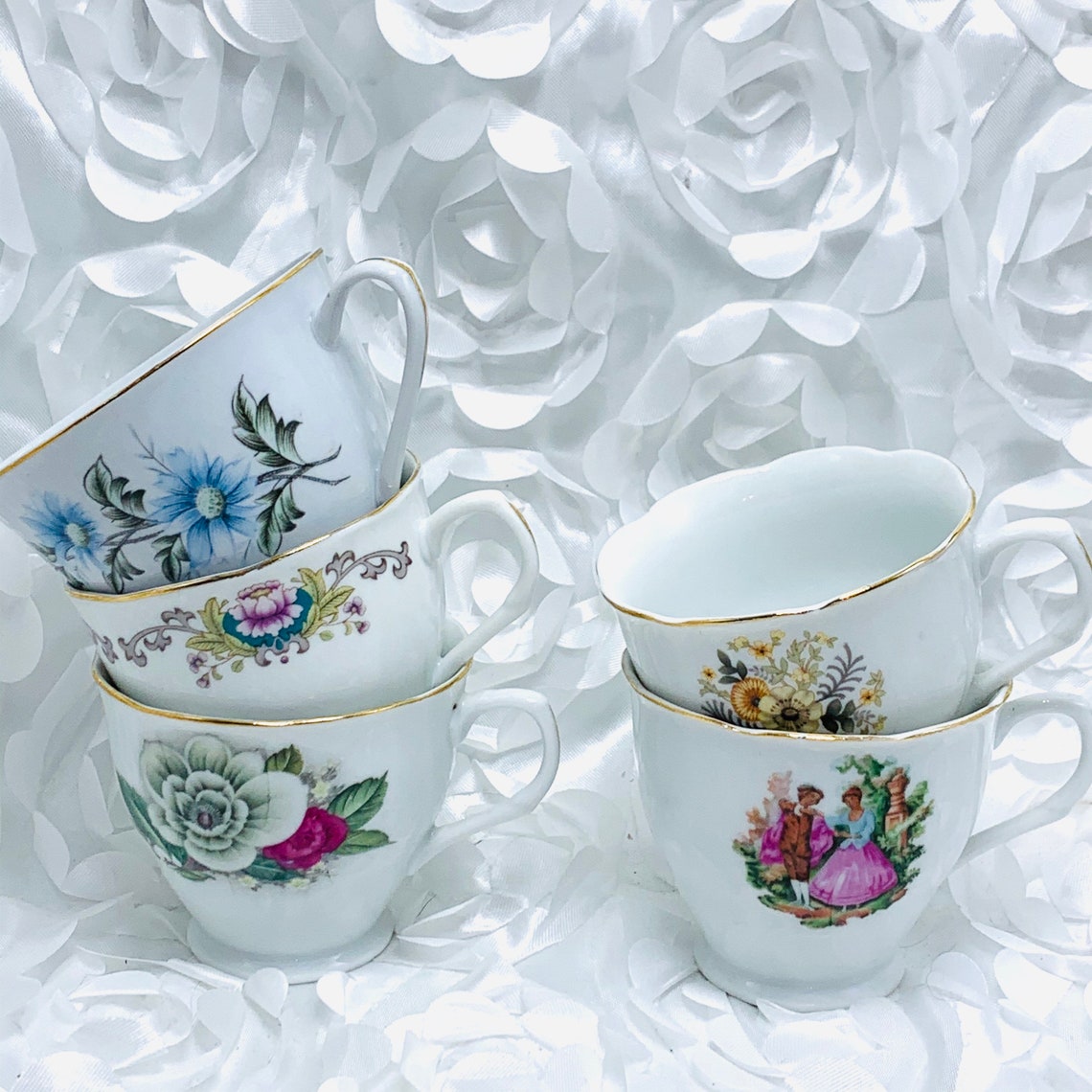 Mismatched Tea Cups and Saucers Includes 5 Sets Bridesmaid Etsy Australia