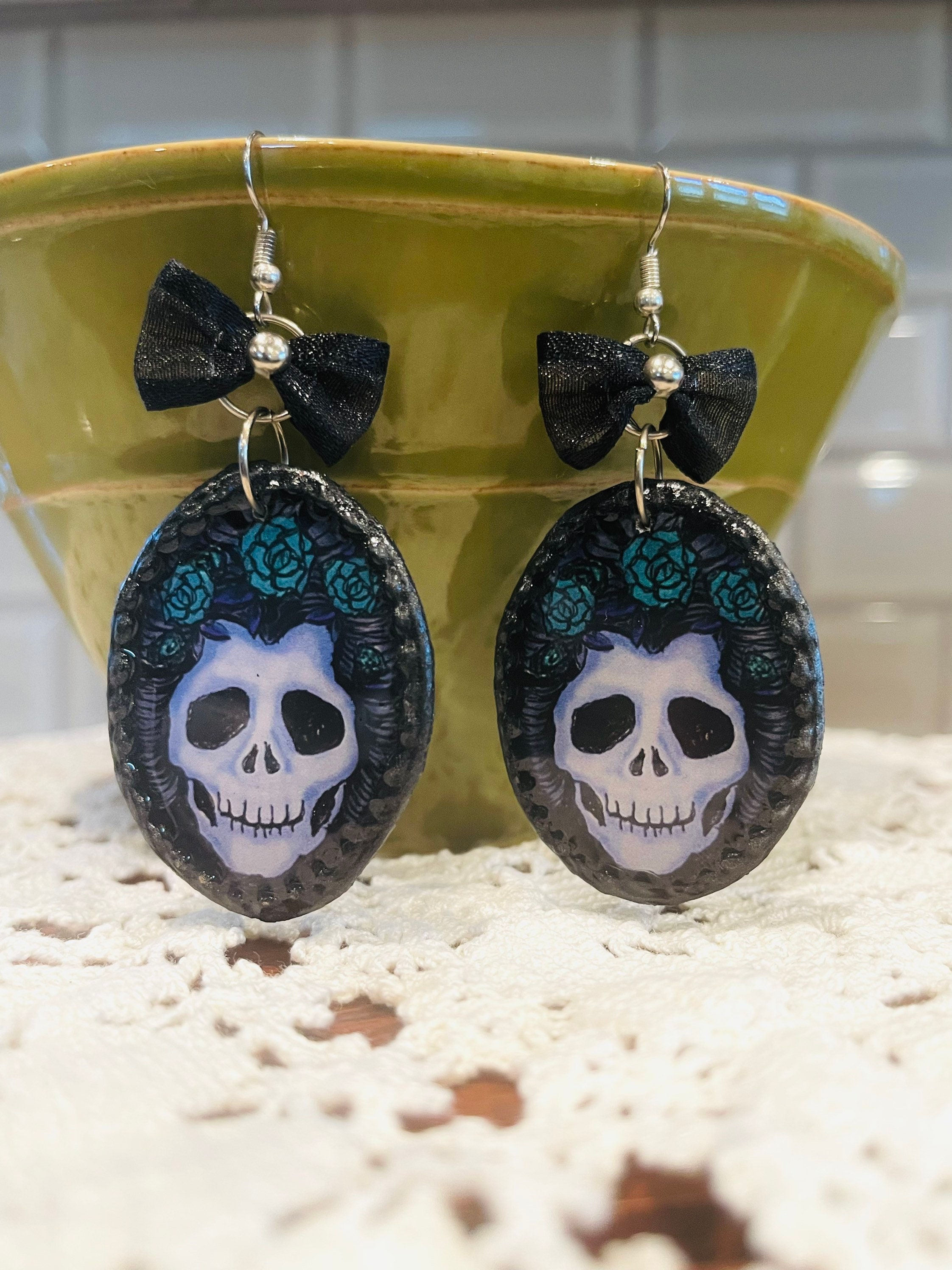 Orecchini A Teschio Di Halloween, Pendenti In Argento, Stile Gotico E Punk, Accessori Donna Per Feste, Cosplay E Giorno Dei Morti - 2