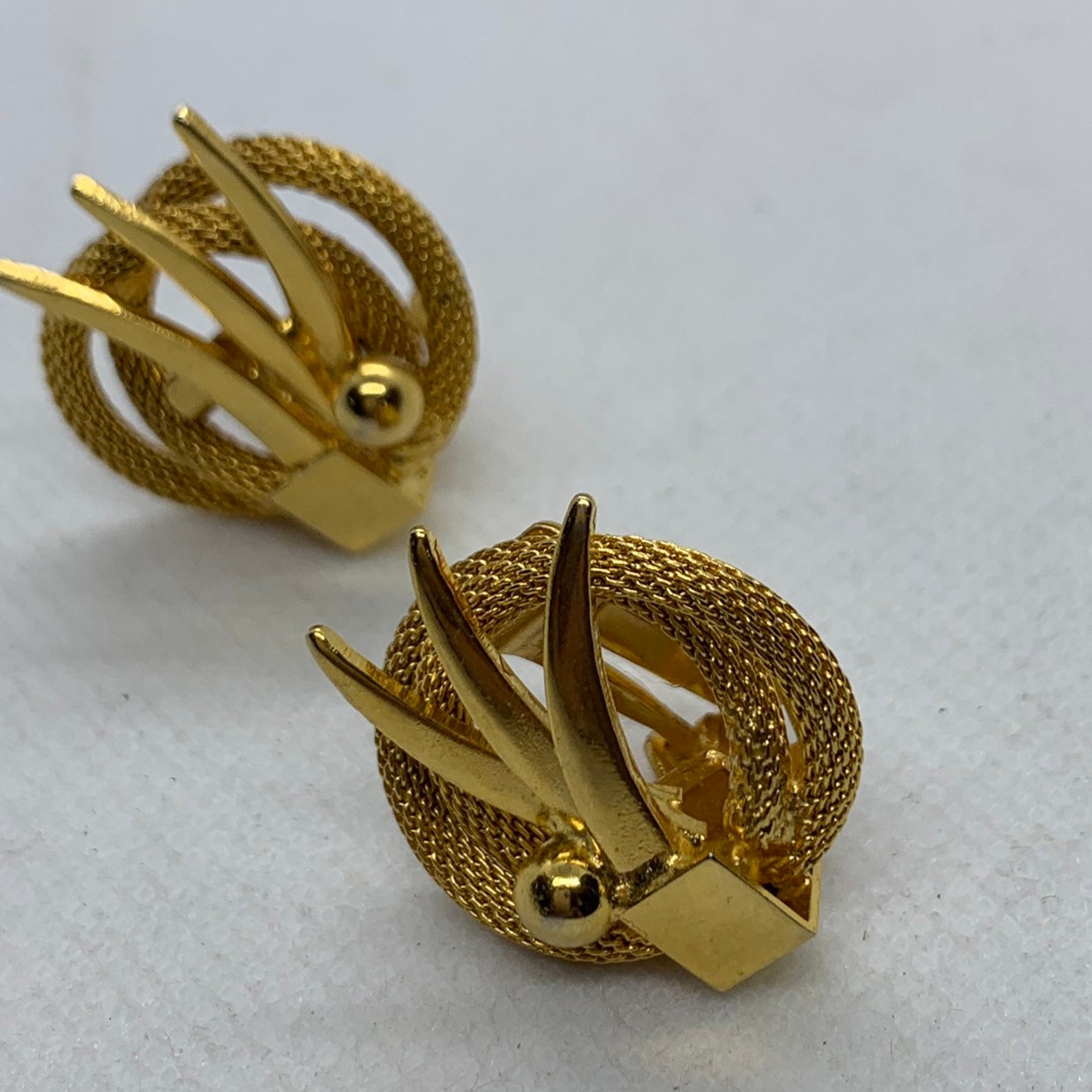 Vintage Clip On Earrings Continental Signed Gold Tone Etsy