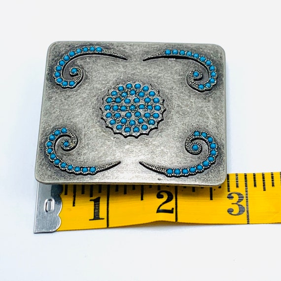 Silver Faux Turquoise Belt Buckle South Western S… - image 3