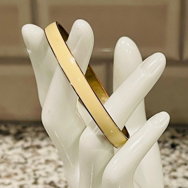 J Crew Ivory Enamel Bangle Gold Tone Thin Band Bracelet