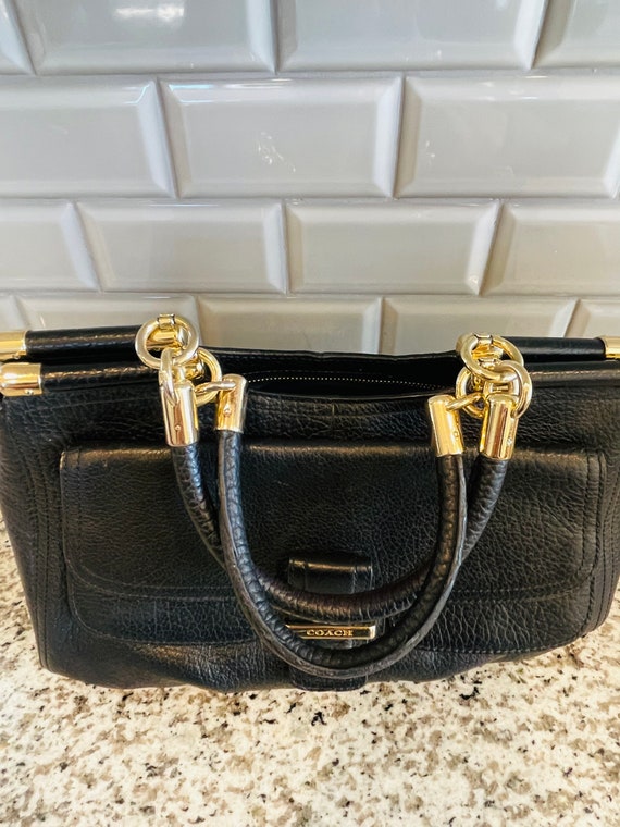 Coach Madison Purse Satchel Black Soft Pebbled Leather Purse Bag Model B1893 22367 Gold Tone Hardware Etsy