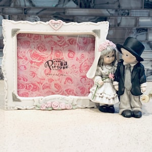 Bride Groom Picture Frame Kim Anderson Enesco 1997 Promises Of Love Porcelain Frame Fits 4x5 Picture