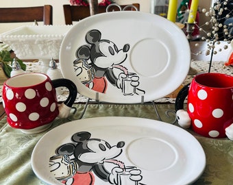 Disney Mickey Minnie Snack Tray Set Trays Cups/mugs Ceramic