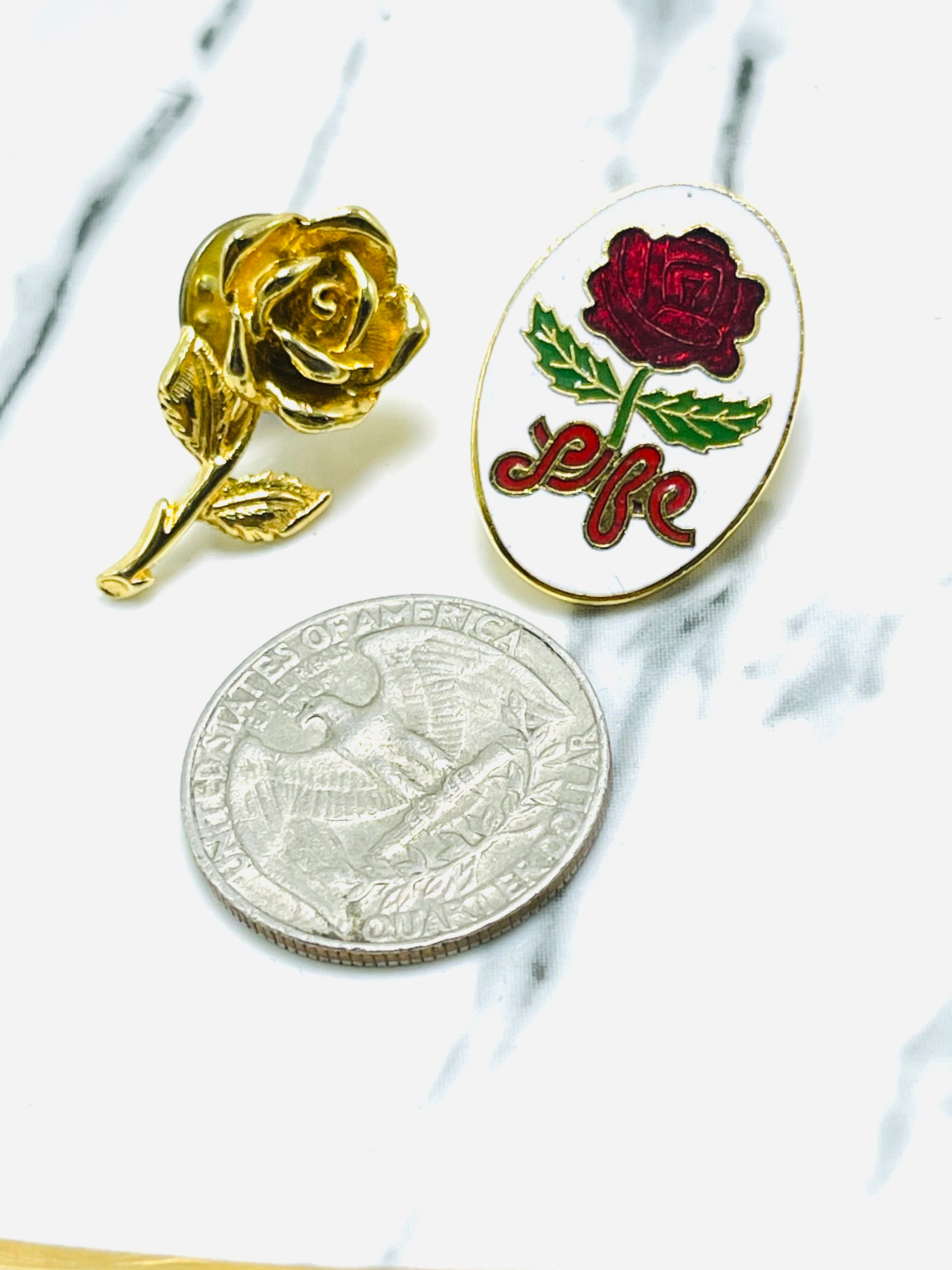 Rose Pin Gold Tone Lapel Pins Enamel Pro Life And Gold Tone Etsy