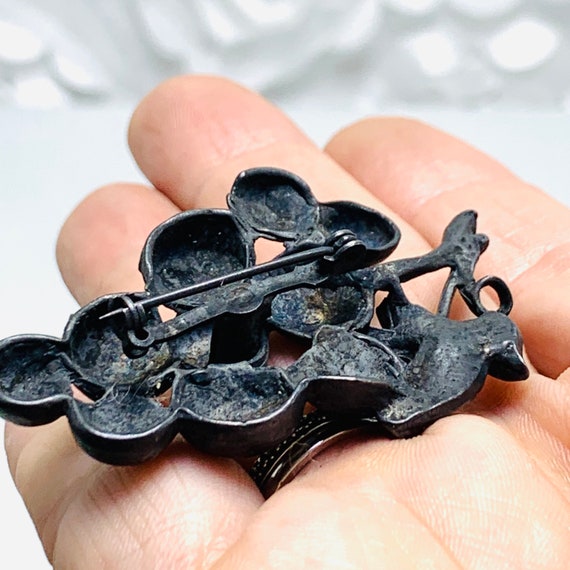 Grape Cluster Brooch Solid Pewter And Rhinestone … - image 8