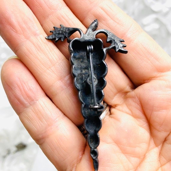 Solid Pewter Cornucopia Brooch Rhinestone Brooch … - image 9