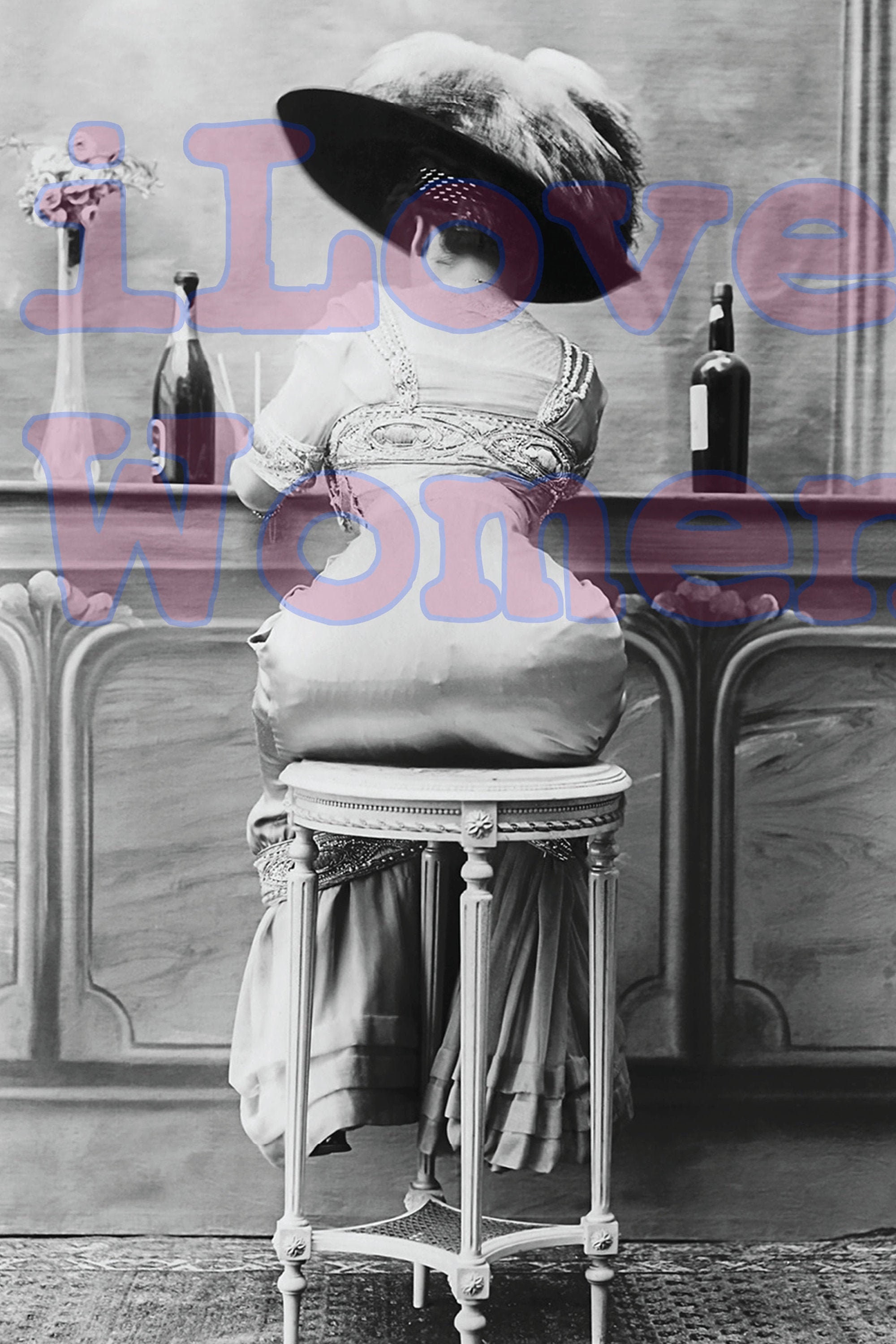 1920's Prohibition Speakeasy Vintage Booty Photo-Sexy Big Butt on Bar Stool at Bar-Classic Wall Art Erotic Photo